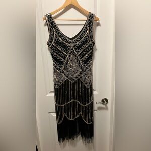 Sequin dress with fringe